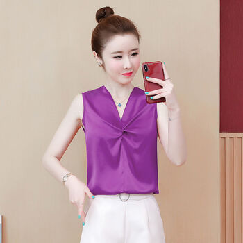 女装新款无袖上衣女夏装新款女装韩版宽松洋气女士衬衫百搭外穿遮肚