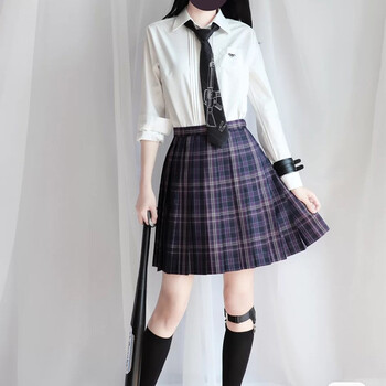 成品格日系jk制服少女全套春夏格裙校供感辣妹百褶裙现货学院风 夜宴