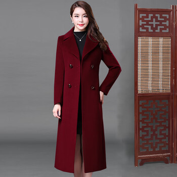zrty毛呢喜婆婆婚宴春季衣服妈妈外套高贵冬季装丈母娘婚礼服结婚朱砂
