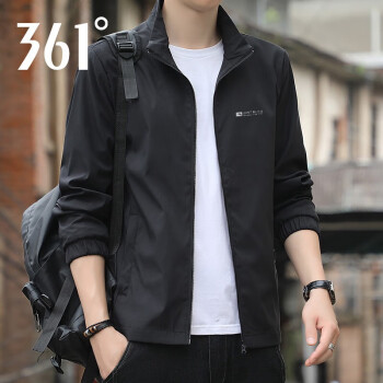 361° 男装防风衣24夏季新款男士立领运动服简约时尚透气外套 超级黑 2XL