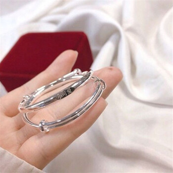 小米星宝宝首饰银手镯婴儿银子9999满月儿童男女虎牛999银0-3-6岁宝宝