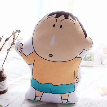 卡通蜡笔小新抱枕双面印花公仔可爱沙发靠垫女生睡觉玩偶娃娃礼物黄衣