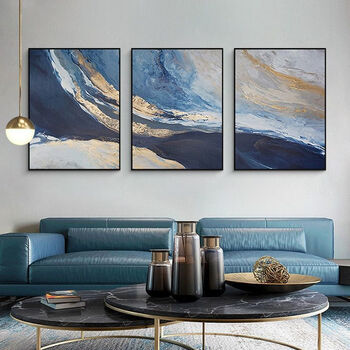 沙发后面的挂画现代简约背景墙壁画北欧大 沧海一粟 30cm*40cm布纹膜