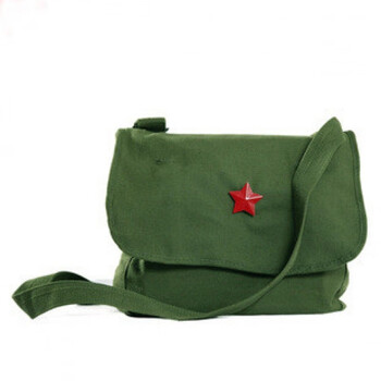 老式军书包 怀旧老书包挎包军绿单肩包老式帆布黄书包无字书包红色