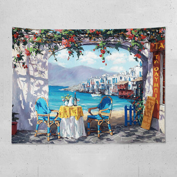 朵远复古油画背景布玫瑰花园艺术挂布卧室床头租房改造宿舍挂毯爱琴海餐厅横款 加厚绒布 70 100cm收藏送安装包 图片价格品牌报价 京东