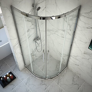 网红弧扇形淋浴房干湿分离隔断钢化玻璃推拉门家用一体式地面排水 80*