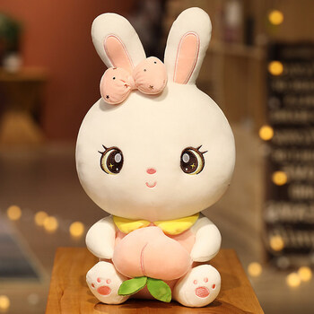 可爱创意玩偶水蜜桃小白兔公仔毛绒玩具软体女生睡觉抱枕床上夹腿超软