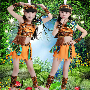 大王叫我来巡山六一演出服儿童野人服装印第安人猎人舞蹈表演服 女童