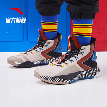 安踏速战3代高帮耐磨篮球鞋战靴运动鞋二度灰黑865男39