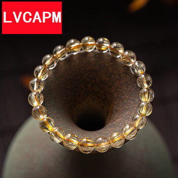 lavcapm巴西9a收藏级金丝发晶手串男黄水晶手链520情人节生日礼物送