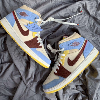 秋冬新款 air  mid 乔1 非洲风情中帮低帮 男女休闲运动篮球鞋 aj1-中