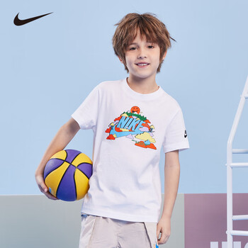 耐克(nike)童装男童短袖t恤夏季儿童运动上衣 白色 130(7)
