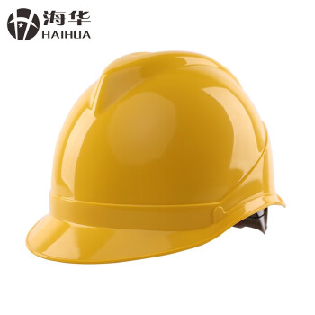 海华安全帽工地工程ABS抗冲击防砸建筑头盔HH-V 黄色 一指键