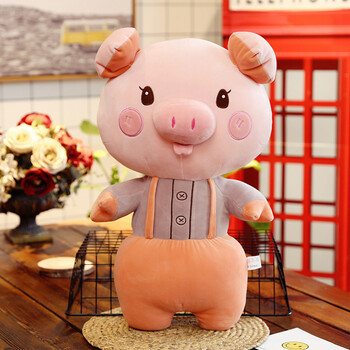 创意新款憨憨猪毛绒玩具可爱猪抱枕猪公仔玩偶送儿童女生礼物 橙 60cm