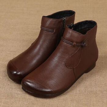 断码尾货坦博顿女鞋旗下马丁靴女冬季皮鞋女2022新款真皮中老年软底