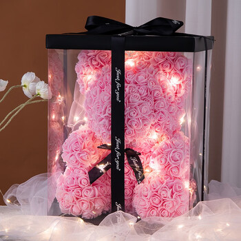 访客(fk)永生花七夕情人节礼物玫瑰花小熊礼盒送女朋友老婆女生玫瑰花