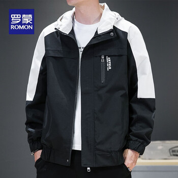 罗蒙romon冲锋衣外套男士加绒加厚2023秋冬款连帽上衣冬季潮牌休闲工
