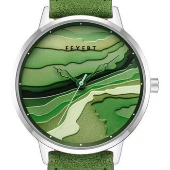 feyert小众品牌特色腕表设计大表盘皮带女网红手表女石英表绿皮绿面白
