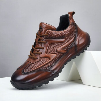 yszg运动鞋男鞋秋季新款厚底增高老爹鞋舒适耐磨旅游鞋子男棕色37