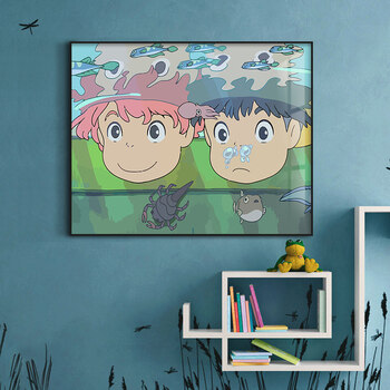宫崎骏龙猫日本卡通动漫儿童房装饰画家居卧室床头挂画男女孩壁画