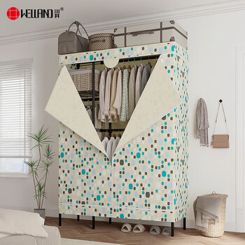 川井布衣柜简易衣柜卧室全封闭衣橱加粗钢架衣柜衣服防尘收纳柜001MH