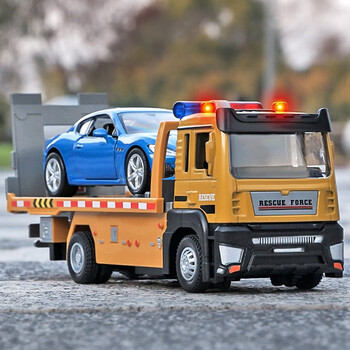 圆小米儿童玩具车大号平板拖车汽车模型仿真合金运输车男孩玛莎拉蒂