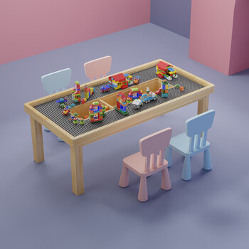 实木儿童玩具桌多功能乐高积木桌子大号大小颗粒游戏桌宝宝收纳桌