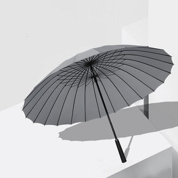 骨超大男士商务长柄晴雨伞加大加固双人雨伞直杆防风伞男女通用浅灰色