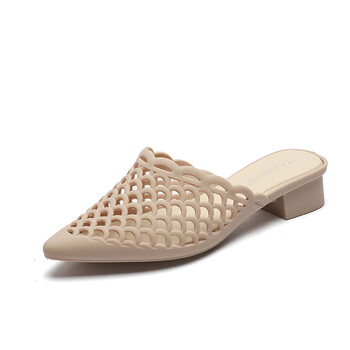 大唐喜乐牛包头半拖鞋女夏季水晶塑料女士镂空洞洞鞋平跟防滑妈妈外穿