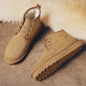 卡特cat冬季雪地靴男款加绒加厚保暖防水东北棉鞋男士皮毛一体抗寒