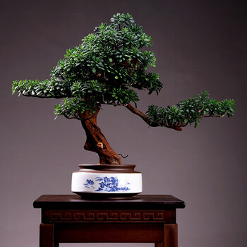 迎客松摆件迎客松盆景迎客松盆景客厅迎客松植物盆景装饰室内桌面仿真