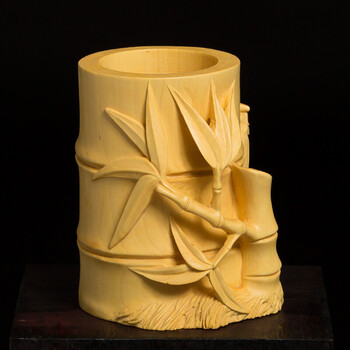 凯都 实木笔筒 黄杨木雕文房四宝摆件教师节礼物实用男女老师礼品创意