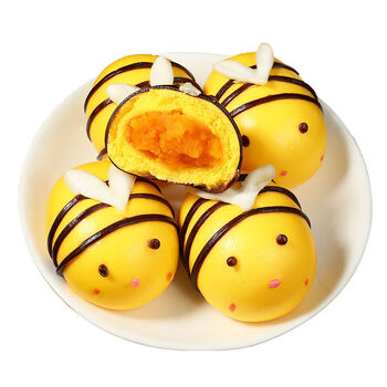 卡通儿童早餐奶黄包猪猪包豆沙包早饭半成品宝宝速冻小蜜蜂奶黄味1包