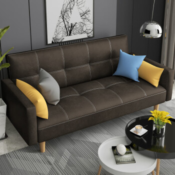 布艺沙发客厅可折叠办公沙发咖啡色科技布优雅稳重0x0x0cm海绵款双人