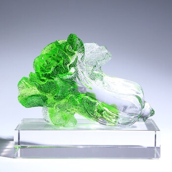品质好物琉璃工艺品水晶大白菜百财摆件朋友开店开业礼物创意礼物百财