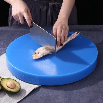 pe塑料菜板家用圆形厨房砧板加厚案板切菜板防霉商用肉墩和面板蓝色