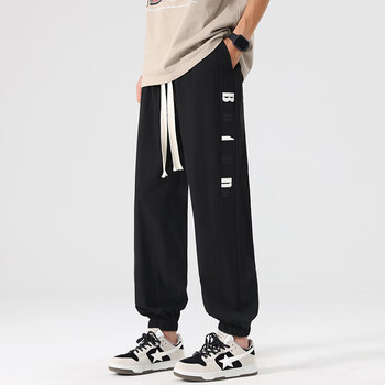 裤子夏季薄款休闲工装裤帅气长裤男青少年高中学生大童运动 68129黑色