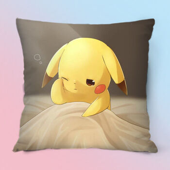 皮卡丘抱枕比卡丘可爱女孩生日礼物定制沙发靠垫动漫卡通靠枕5小号方