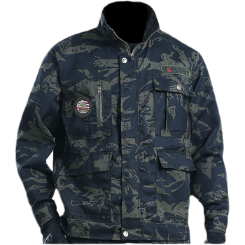 春秋加厚电工迷彩服焊工汽修耐磨劳保服军训服装 大口袋黑鹰单上衣