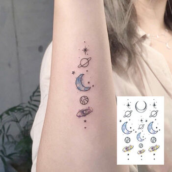 花臂少女tattoo 234 原宿星空月亮星星小清新可爱纹身贴一张3组p1遮疤痕贴纸10张 图片价格品牌报价 京东