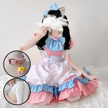 营销舞女女仆装粉蓝大码cos衣服胖妹妹可爱角色扮演激情酒吧夜店sm