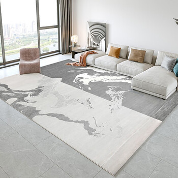 港龙 现代简约轻奢侘寂风客厅茶几地毯 几何北欧卧室床边毯衣帽间毯