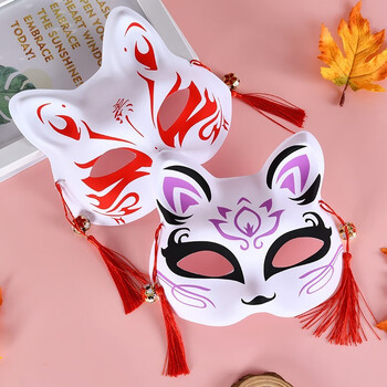 助城狐狸面具儿童表演用品道具半脸狐和风狐狸彩绘动漫猫脸cosplay女