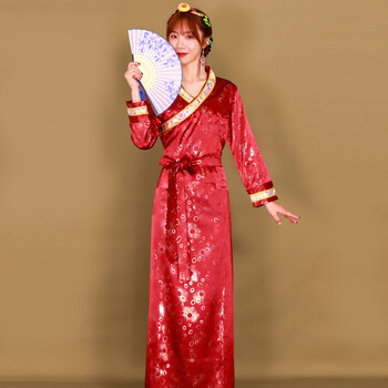 藏服女装藏装女夏季拼边博拉西藏民族风拉萨服装藏袍女式安多藏衣