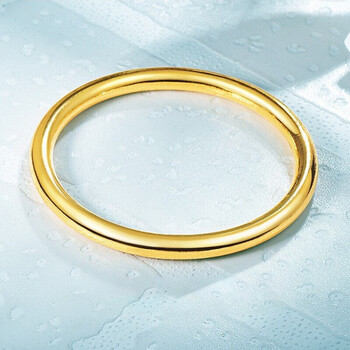 足金9999黄金手镯女款素圈简约光面真金闭口手环女士妈妈半实心金镯子