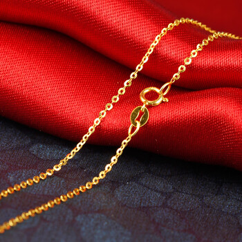 老凤凰18k金项链女u750黄金彩金玫瑰金k红k白k黄锁骨链经典o字链闪o链