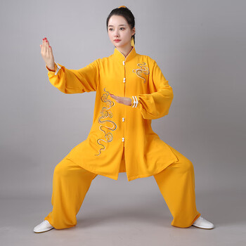 千奇梦新款太极服女垂顺飘逸中长款晨练练功服男团队高端武术表演服