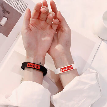 beauty卡通手链闺蜜男女硅胶手环个性简约学生情侣运动橡胶腕带candy