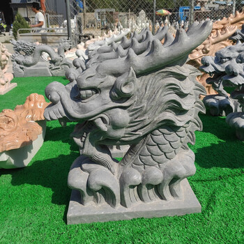 石雕喷水龙头 石雕喷水龙头吐水青石庭院墙壁喷泉出水口别墅户外景观