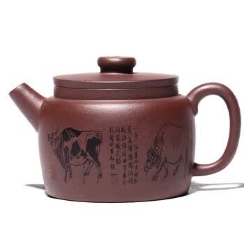 宜兴紫砂壶原矿紫泥五牛茶壶茶具手工 紫泥-五牛壶-黄祥